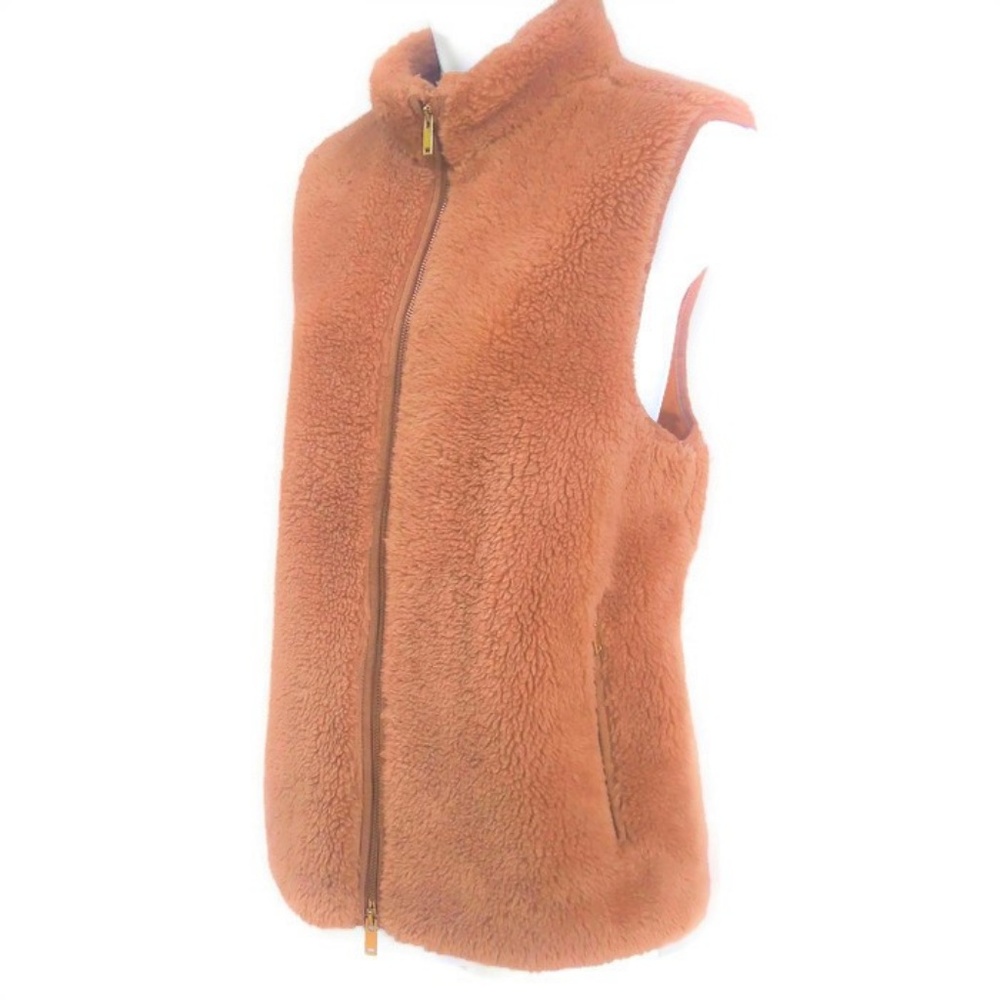 J Crew Vest Thick Plush Fleece Excursion Full Zipper Golden Hickory M 8 10 - Picture 6 of 8